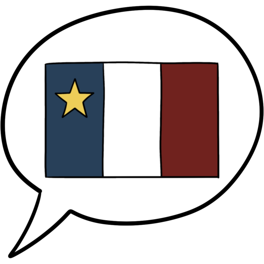  The Acadian flag inside a speech bubble